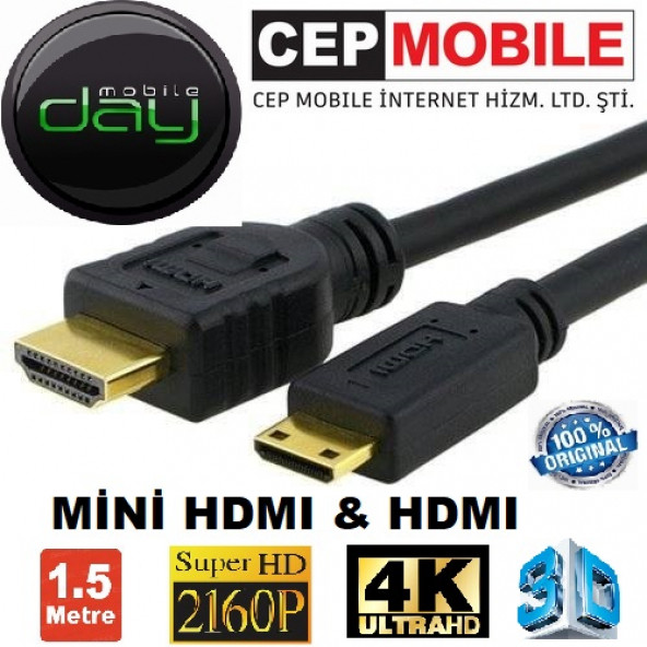 Tv-Kamera ve Tablet Uyumlu Mini Hdmi To Hdmi Kablo (1.5M)