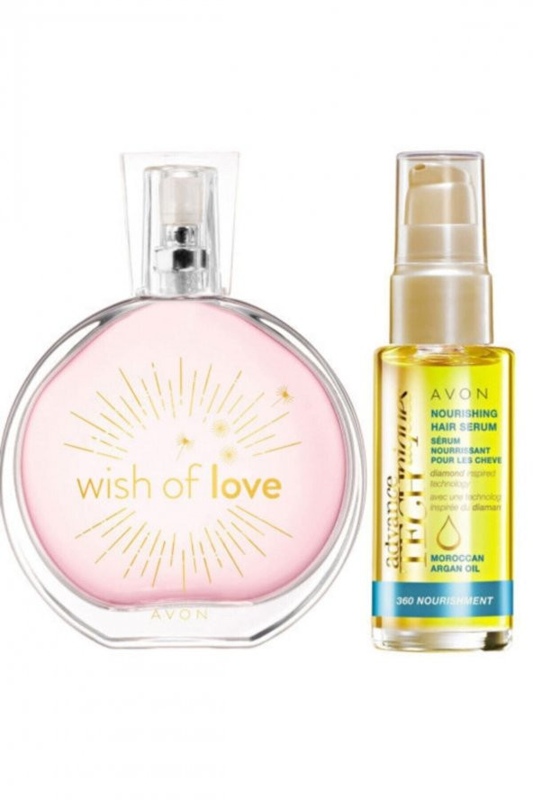 AVON Wish Of Love Edt 50 ml Kadın Parfümü+argan Yağı Içeren Besleyici Saç Serumu