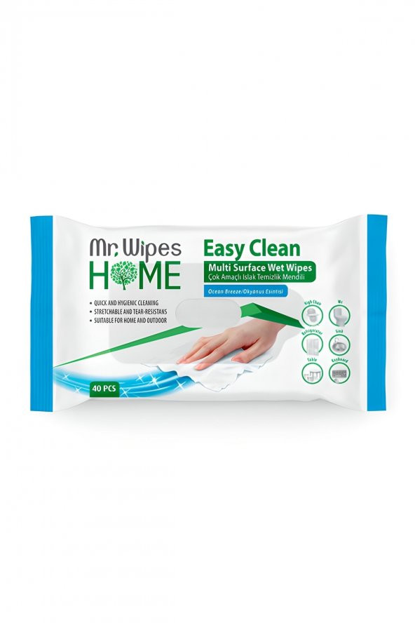 Farmasi Mr.wipes Easy Clean Çok Amaçlı Islak Temizlik Mendili - Okyanus Esintisi Kokulu (40 Adet)