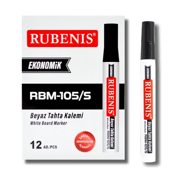 Rubenis Ekonomik Beyaz Tahta Kalemi Siyah 12 Adet