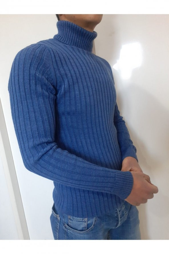 Erkek Mavi Boğazlı Kazak - 2