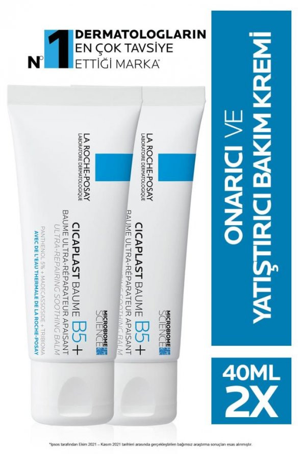 La Roche Posay Cicaplast Baume B5+ Onarıcı ve Yatıştırıcı Bakım Kremi 40 Ml 2 ADET - SKT:11/2026