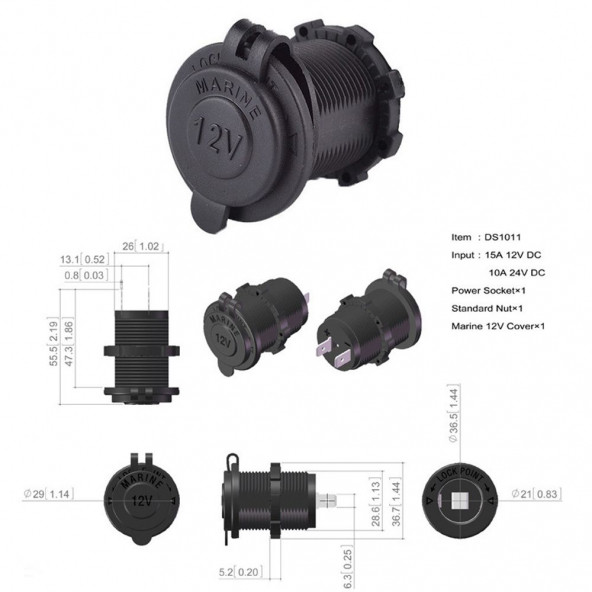 Oto Çakmak Fiş Çakmaklık Dişi Pano Tip 30Mm Şase Monteli - 3
