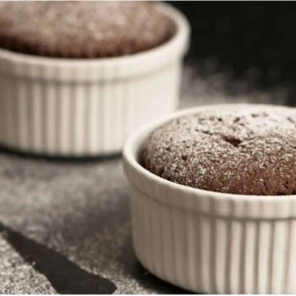 6'lı Beyaz Renk Sufle Kabı