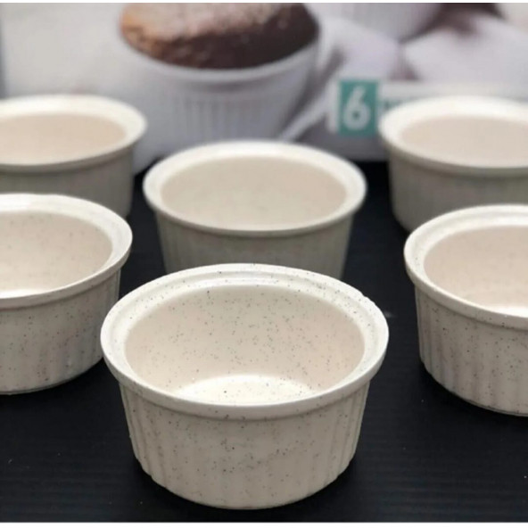6'lı Beyaz Renk Sufle Kabı - 2