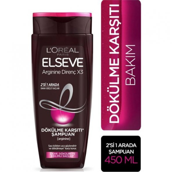 LOréal Paris Elseve Arginine Direnç X3 Dökülme Karşıtı Şampuan 2si 1 Arada 450 ml - 1