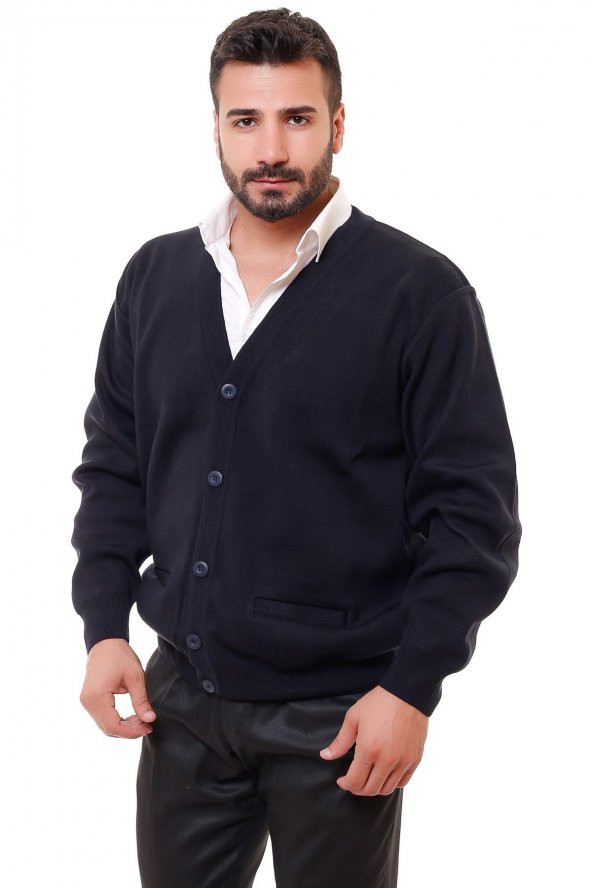 Erkek Çelik Örgü Düğmeli Hırka - 3