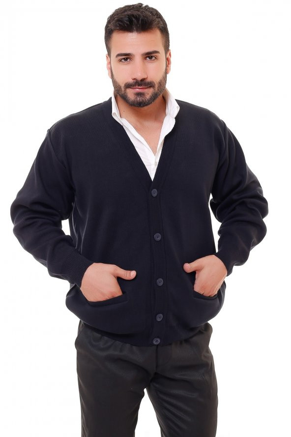 Erkek Çelik Örgü Düğmeli Hırka - 5