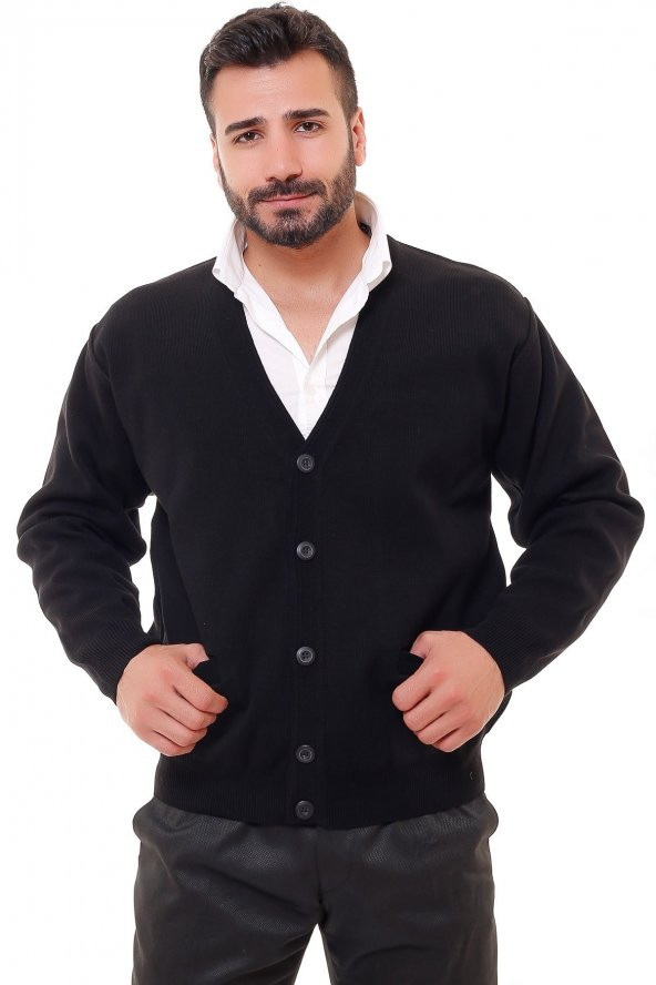 Erkek Çelik Örgü Düğmeli Hırka - 11