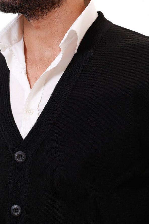 Erkek Çelik Örgü Düğmeli Hırka - 12