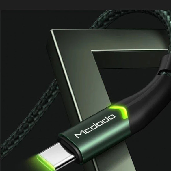 Mcdodo CA-7961 Typec Led Işıklı Hızlı Data Şarj Kablo 3A 1Mt-Yeşil - Resim 4