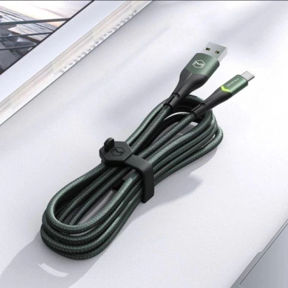 Mcdodo CA-7961 Typec Led Işıklı Hızlı Data Şarj Kablo 3A 1Mt-Yeşil - Resim 5