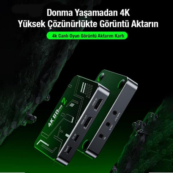 Coofbe 4K 120Fps Canlı Yayın Görüntü Aktarım Adaptörü, 10Gbps Type C Data ve Şarj Adaptörü,DC 5V - 3