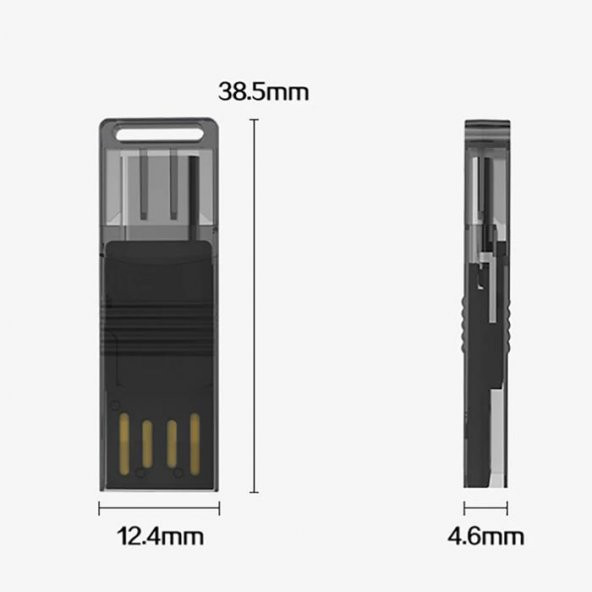 Coofbe Type-c Hafıza kart ve USB Flash Bellek Okuyucu, TF Kart Reader, Telefon, Tablet, PC Reader - 4