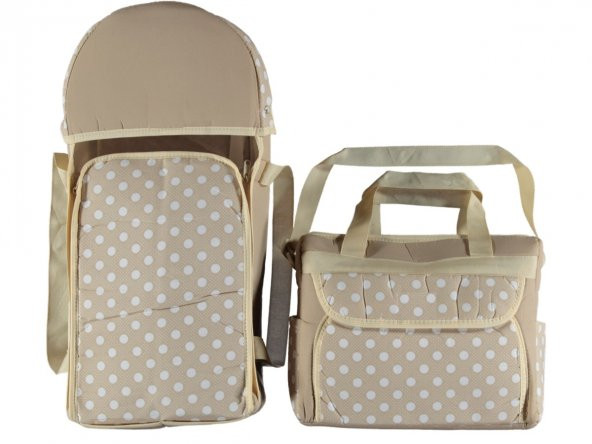 ŞMTSTYLE Gold Bebek Taşıma Seti, Puantiyeli Portbebe ve Bakım Çantası
