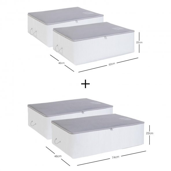 Ocean Home Textile 4lü Gri Renk Stuff & Things Baza Altı Hurç Set - 2