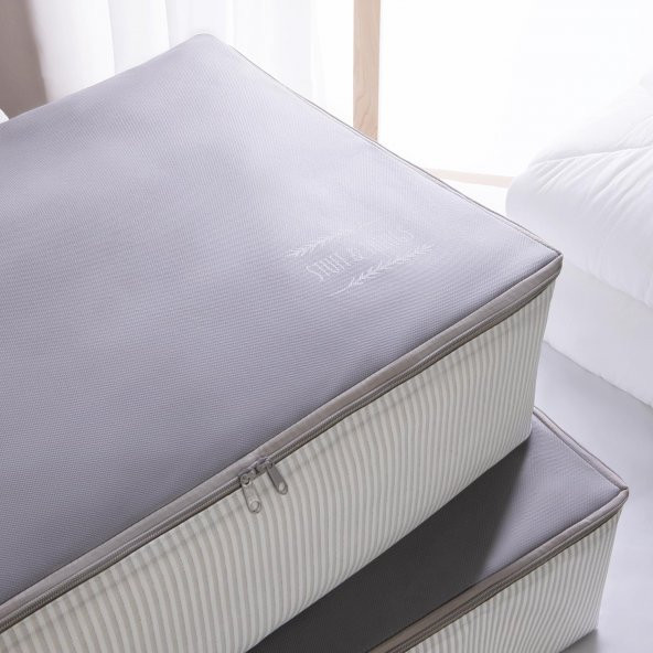 Ocean Home Textile 4lü Gri Renk Stuff & Things Baza Altı Hurç Set - 3