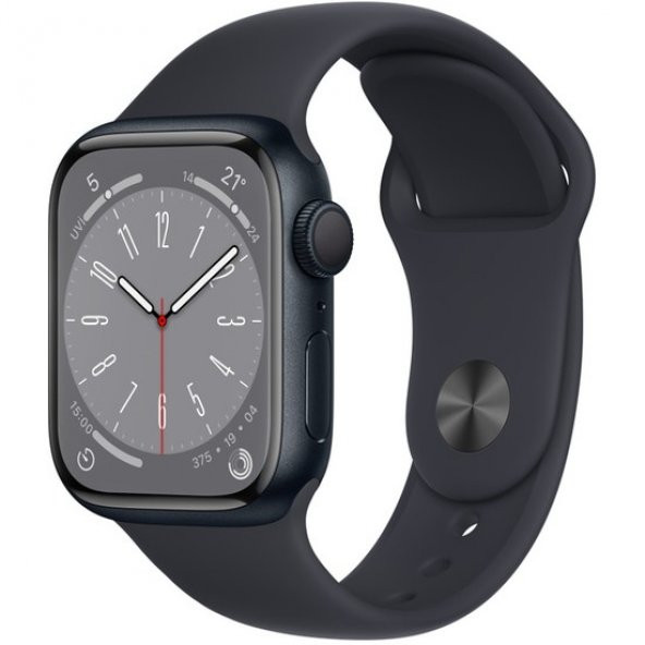 Apple Watch Series 8 GPS 41mm Gece Yarısı Alüminyum Kasa ve Spor Kordon Akıllı Saat