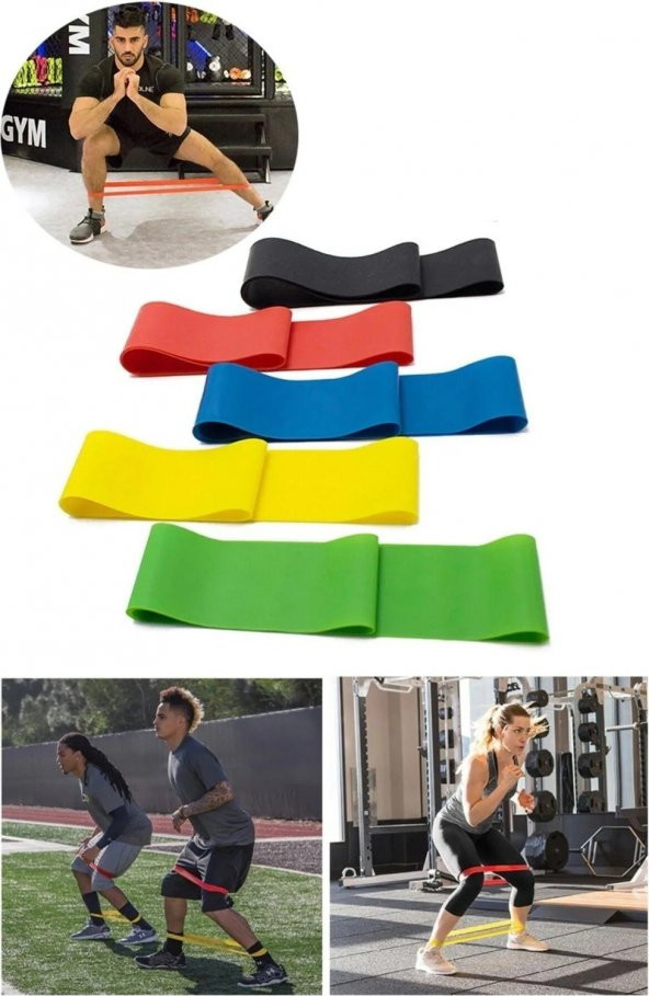 5 Kademeli Set Pilates Band Pilates Bandı Aerobik Yoga Direnç Lastiği Pilates Lastigi Plates Bant - 2