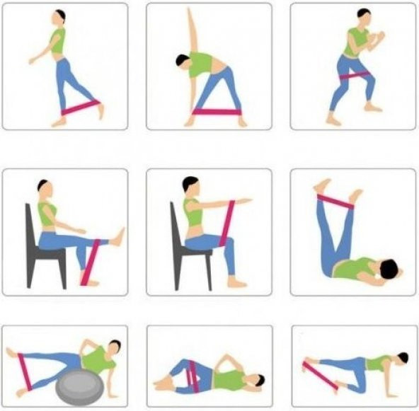 5 Kademeli Set Pilates Band Pilates Bandı Aerobik Yoga Direnç Lastiği Pilates Lastigi Plates Bant - 3