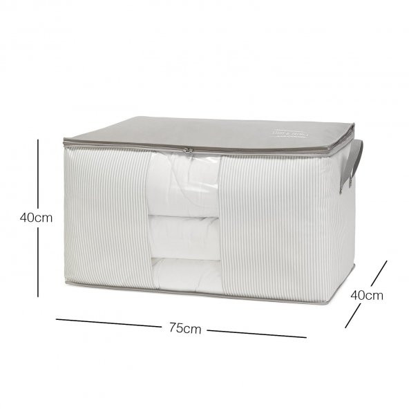 Ocean Home Textile Mega Boy Pvc Pencereli Gri Çizgili Stuff & Things Hurç 75 x 40 x 40 cm - 12