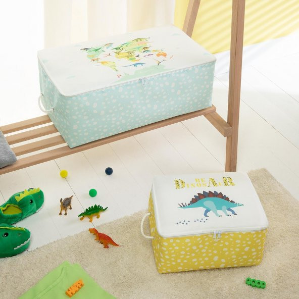Ocean Home Textile 2li Çocuk Odası Dinozor Hurç Set 1 Adet 30 x 22 x 18 / 1 Adet 50 x 24 x 21 cm