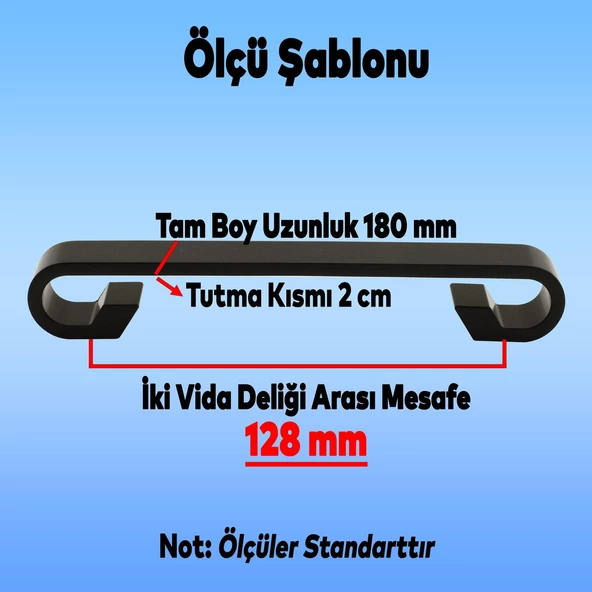 Barida Mobilya Mutfak Dolap Dolabı Çekmece Kulpu Kulbu Mat Siyah Metal (128 MM-12.8 CM) Kulpları - 3