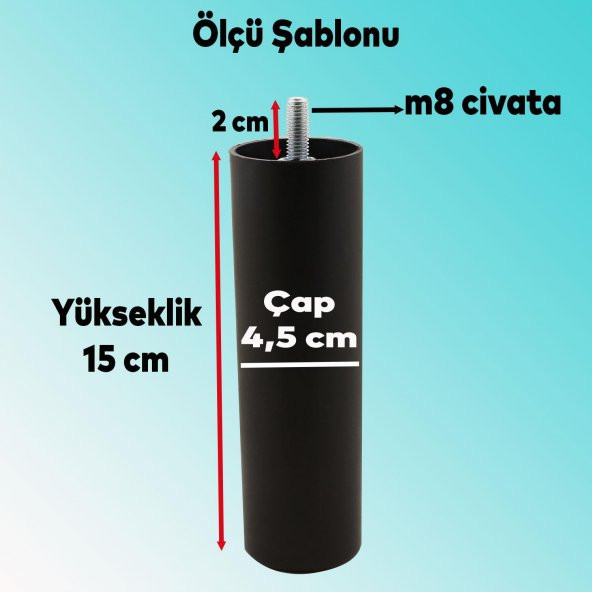 Gizli Mobilya Kanepe Sehpa TV Ünitesi Koltuk Orta Destek Ayağı 15 cm Siyah Baza Ayak - 2