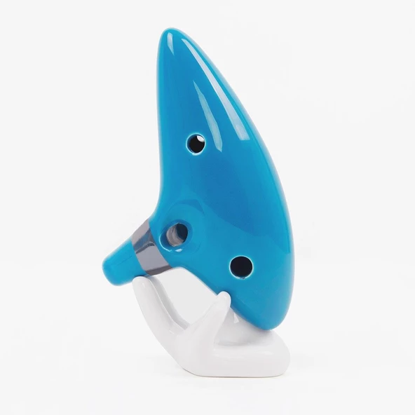 Valkyrie Ocarina 12 Delik Ocarina Seramik Alto C Ocarina Flüt Mavi Ocarina Sualtı Müzik Nefesli Enstrüman Mavi - 7