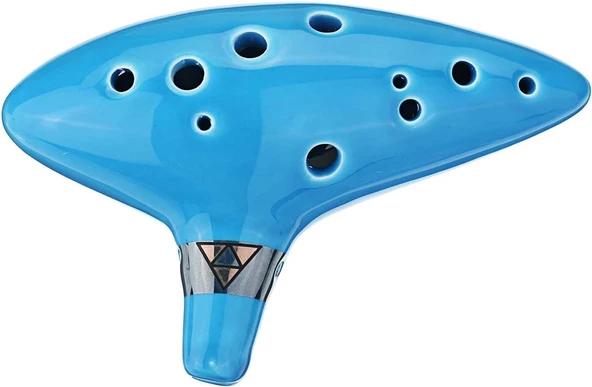 Valkyrie Ocarina 12 Delik Ocarina Seramik Alto C Ocarina Flüt Mavi Ocarina Sualtı Müzik Nefesli Enstrüman Mavi