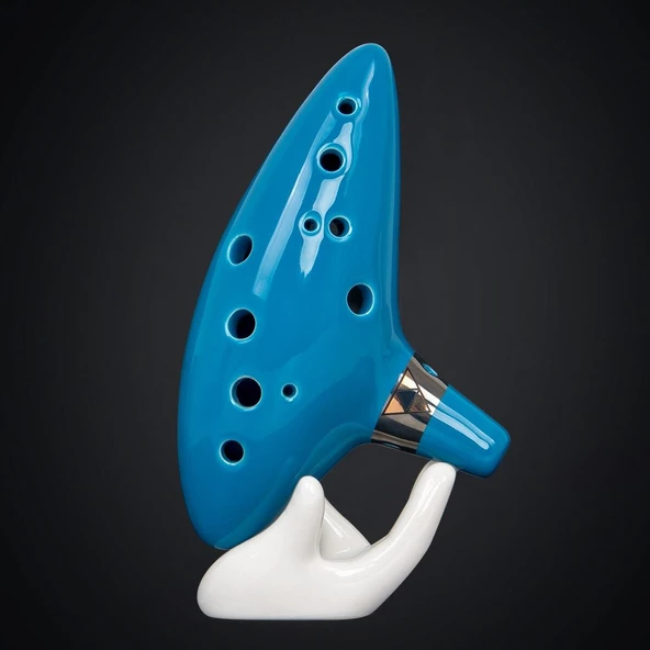 Valkyrie Ocarina 12 Delik Ocarina Seramik Alto C Ocarina Flüt Mavi Ocarina Sualtı Müzik Nefesli Enstrüman Mavi - 4