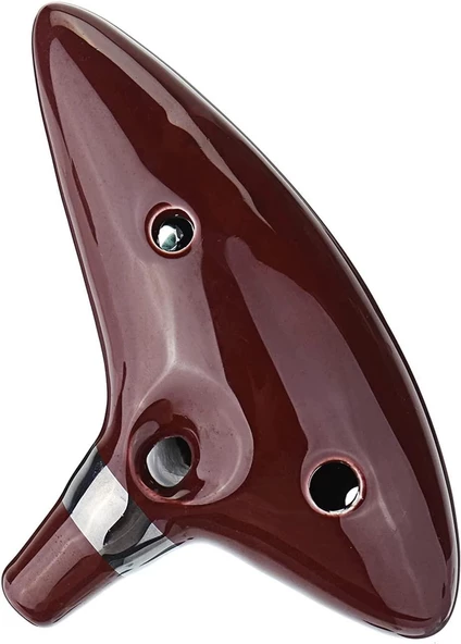 Valkyrie Ocarina 12 Delik Ocarina Seramik Alto C Ocarina Flüt Mavi Ocarina Sualtı Müzik Nefesli Enstrüman Kahverengi - 2