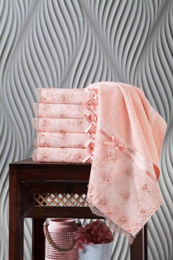 %100 Pamuklu Boncuklu Güpürlü 6'lı Havlu 50x85 - 5