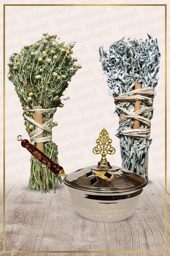 Bakır Tütsülük Tava No:3 Demet Üzerlik Ve Adaçayı Tütsüsü ürün görseli 1