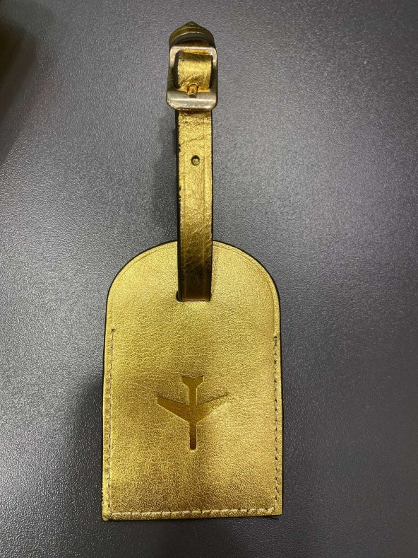Hakiki Deri Bavul Etiketi Çanta Bagaj Etiketi Gold Renk