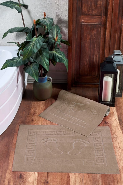 Louis Marie | 50 x 70 cm | Ayak İzli | Kaymaz Tabanlı | Pudra | 2’li  Banyo Halısı -  Paspası - 2