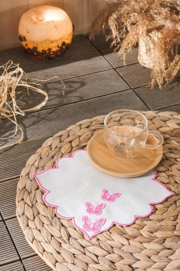 KELEBEK NAKIŞLI KOKTEYL PEÇETESİ PEMBE