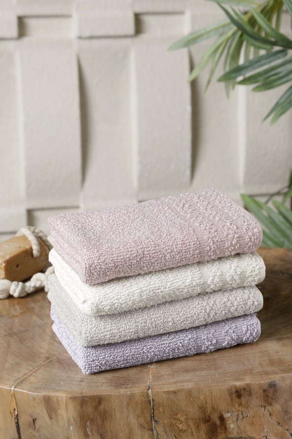 Louis Marie 50x90 cm Dantel Bordürlü 100 Pamuk 4 Renk 4 Adet El Yüz Havlu Seti - 2