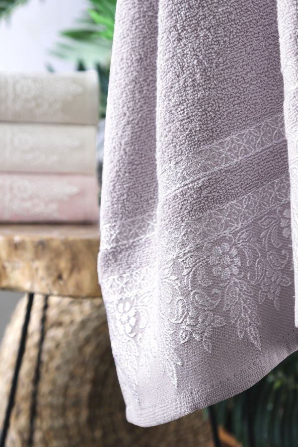 Louis Marie 50x90 cm Dantel Bordürlü 100 Pamuk 4 Renk 4 Adet El Yüz Havlu Seti - 3