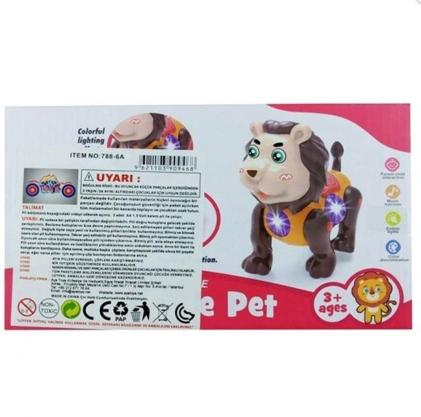 Farbu Oyuncak Hareketli Sesli ve Işıklı Sevimli Evcil Hayvanlar Aslan - 3