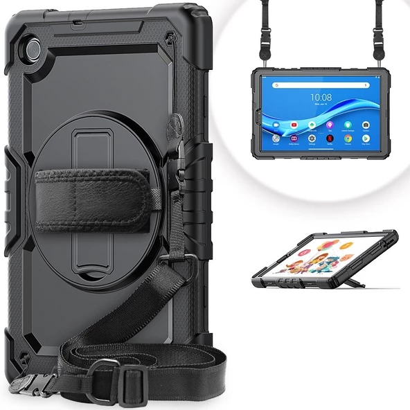 Lenovo Tab M10 Plus 3. Jenerasyon TB-125FU TB-128FU Kılıf Defender Askılı Pars Case Fuji