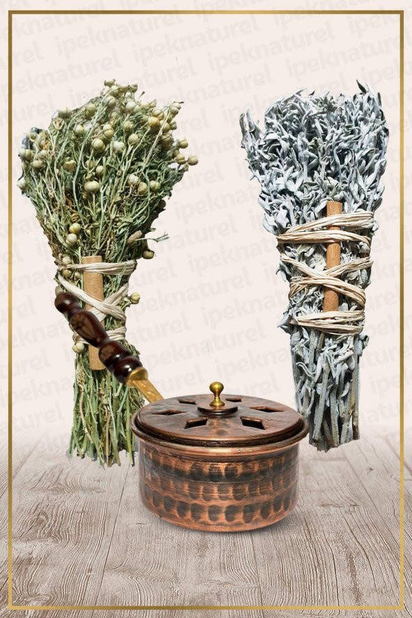 Bakır Tütsülük Tava No:12 Demet Üzerlik Ve Adaçayı Tütsüsü