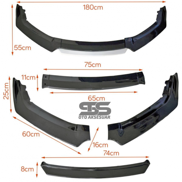 Üniversal Ön Ek 4 Parça Kanatlı Beyaz Dilli Ön Lip - 6