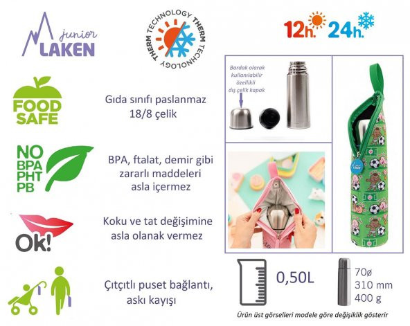 Laken Çelik 18/8 Termos+Neopren Kılflı 0,50L - Freskito LKL1800.05F - 4