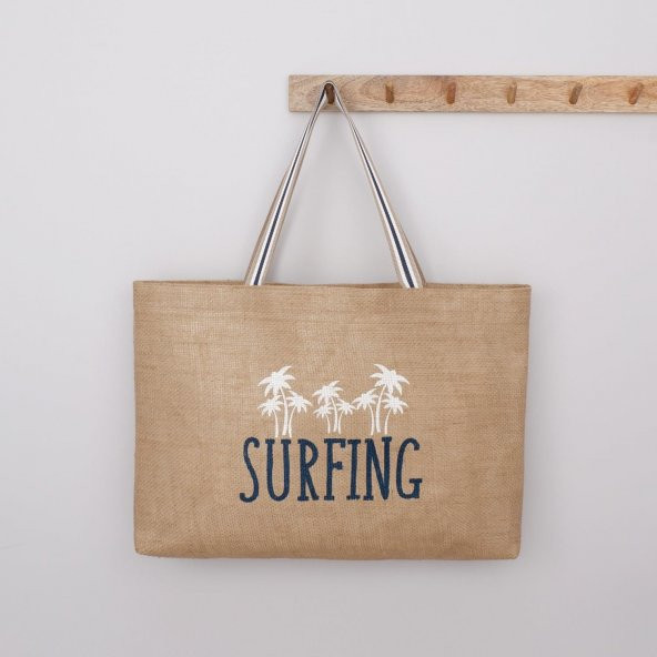 Ocean Home Textile Surfing Jüt Plaj Çantası 50 x 8 x 40 cm