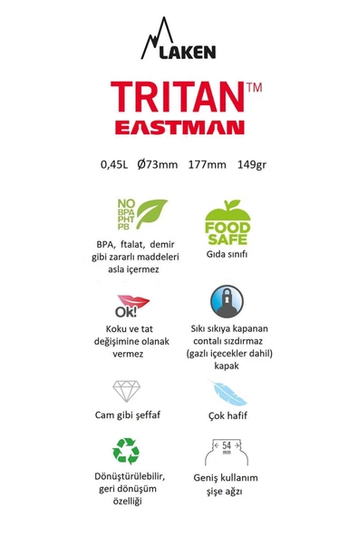 Laken Tritan Jannu Şişe 0,45L - Granit LKTN4G - Resim 2