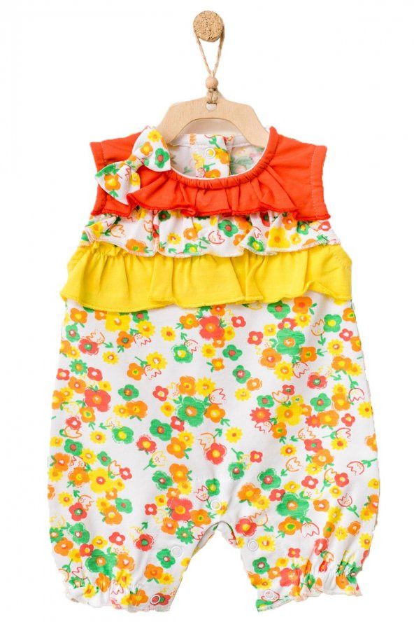 Andywawa Kız Bebek Çıtçıtlı Fiyonk Detaylı Renkli Tulum AC21832REP - 2