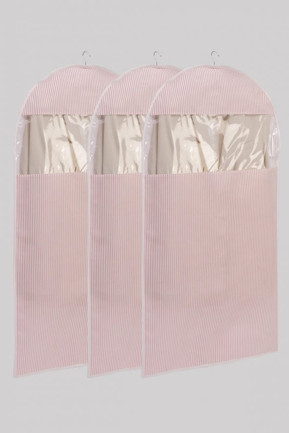 Ocean Home Textile 3lü Pembe Çizgili Elbise Kılıfı Set