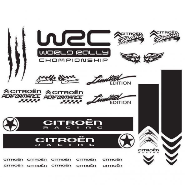 Citroen Modifiye Sport Sticker Seti, Citroen Etiket Çıkartma Paketi Beden Yok - Beyaz - Ebat Yok - Numara Yok