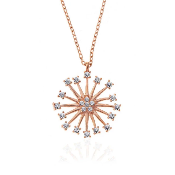 ​Gümüş Rose Çiçek Kadın Kolye - Resim 3